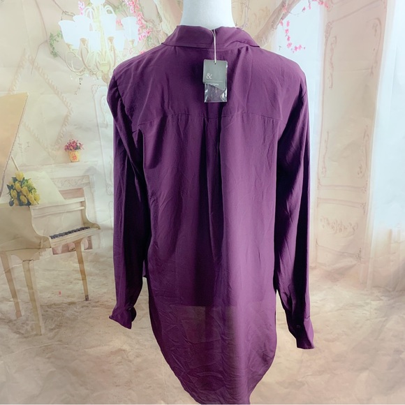NEW Eileen Fisher Purple Silk Button Down - Picture 7 of 13